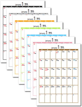 21年１ヶ月カレンダー